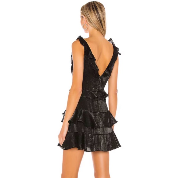 House of Harlow 1960 Black Ruffle Mini Dress black cocktail mini dresss size Med - Picture 2 of 5